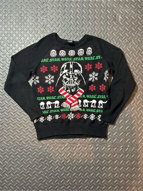 Star Wars Men's Black Holiday Sweater with Darth Vader size medium
